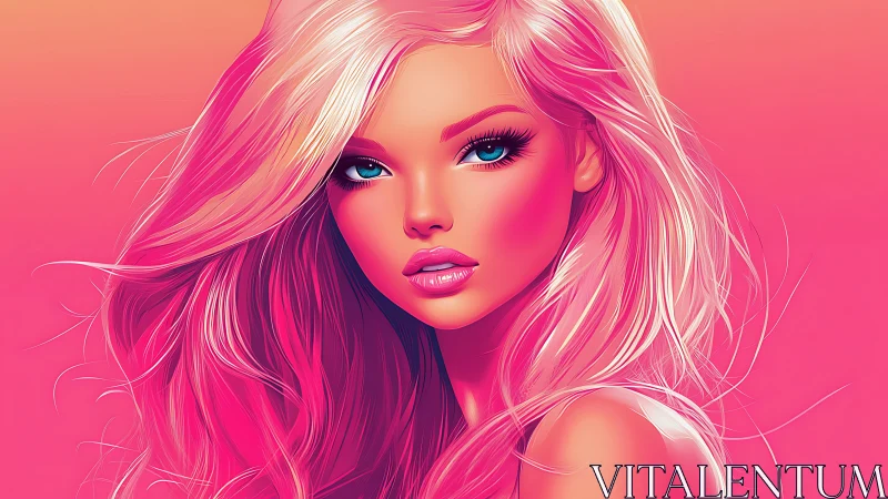 Neon pink daydream portrait with bright, curious gaze.