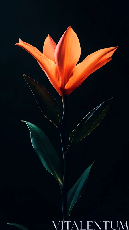 Vibrant Orange Bloom Against Darkness.