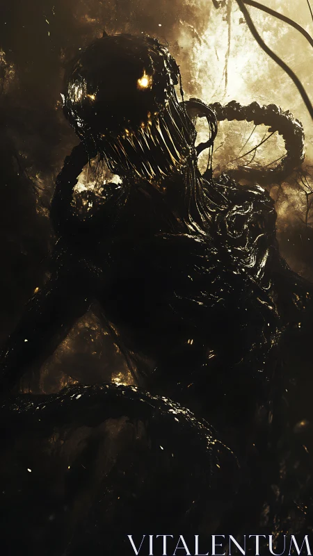 Molten void horror emerging from blazing abyssal light.