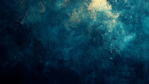 Moody teal textures welcome a soft glow of distant light