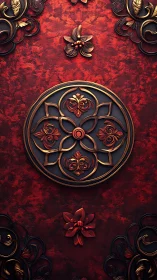 Rich red floral medallion invites a sense of ornate calm