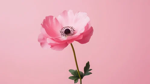 Delicate Pink Anemone Against Soft Pastel Backdrop.