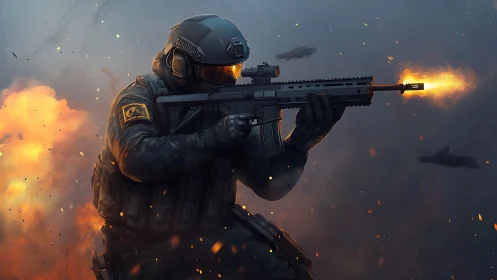 Firelit commando slices through smoke with pinpoint gunfire