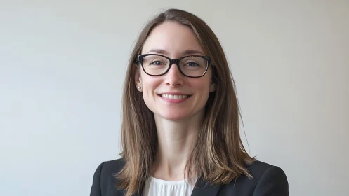 Confident young professional woman in business attire, modern style.