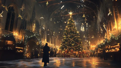 Cathedral night hums softly around a spellbound Christmas tree