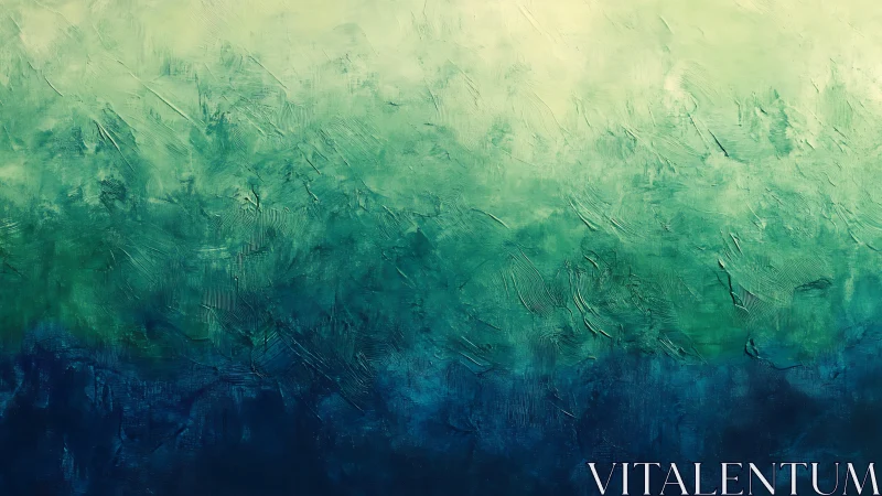 Abstract teal and blue textured gradient wall art painting.