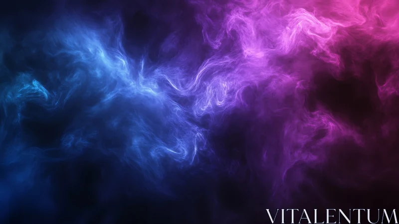 Nebula-like blue and magenta energy clouds in dark space.