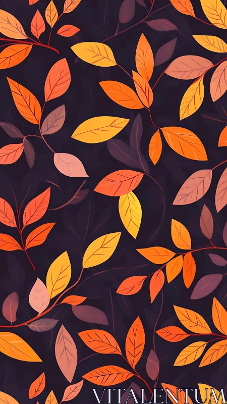 Autumn leaf pattern over deep purple background.