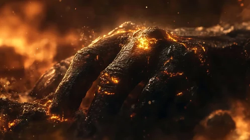 Burning Coals Glow with Golden Light and Warmth