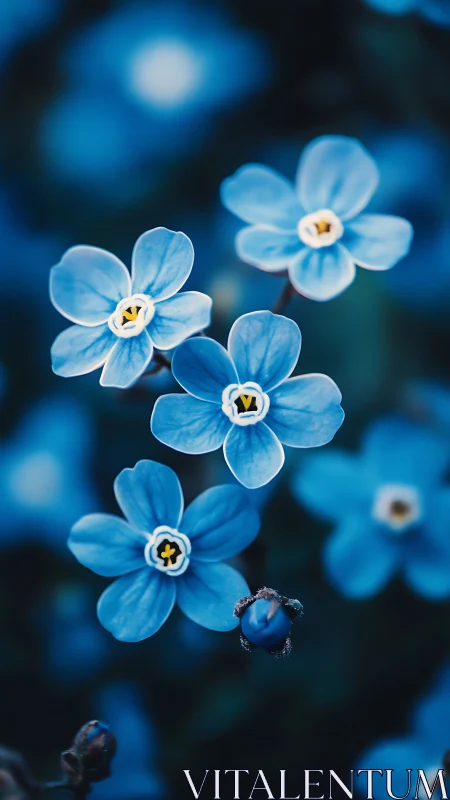 Forget-Me-Nots Shimmer Across Dark Depths