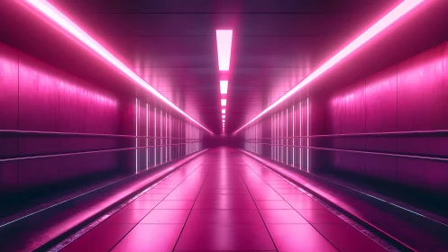Neon tunnel corridor glows with vivid magenta lighting effects.