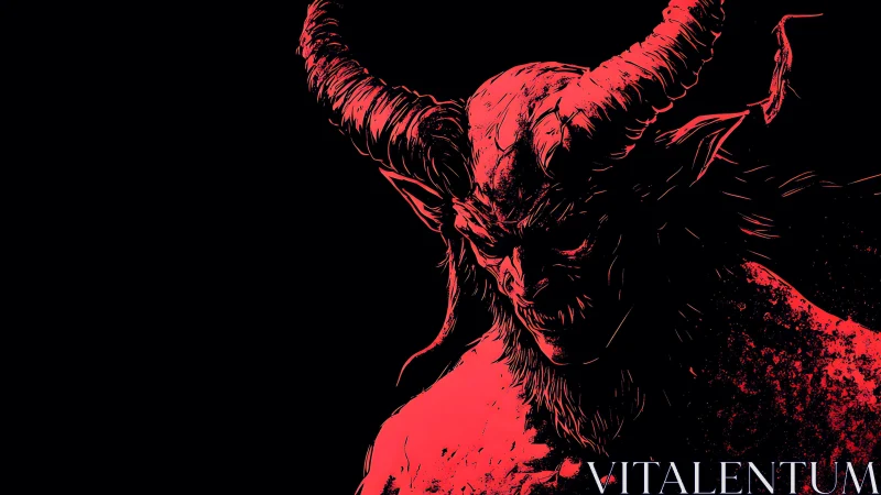 Demonic horned beast emerges in stark red silhouette.