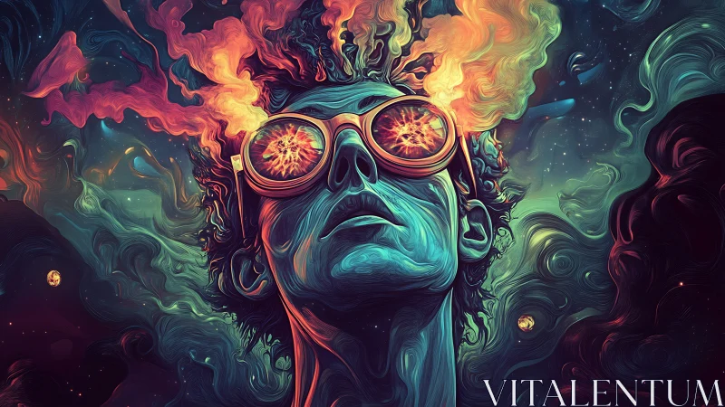 Dreamy cosmic visionary with glowing neon imagination.