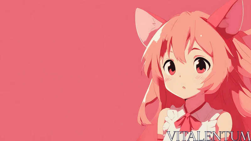 Blush toned fox girl gazes softly through a rosy daydream.