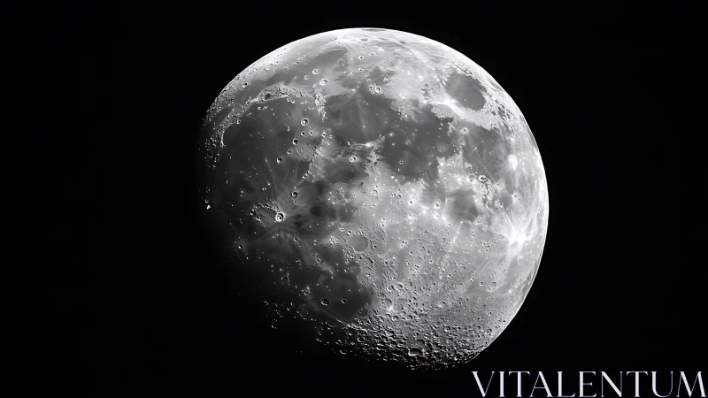 Waxing gibbous moon shows cratered surface in sharp relief