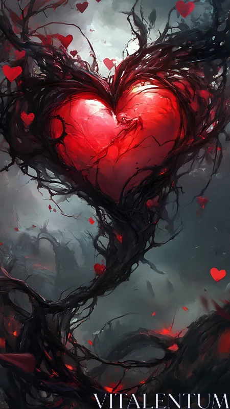 Radiant Heart Tree Glowing in Darkness.