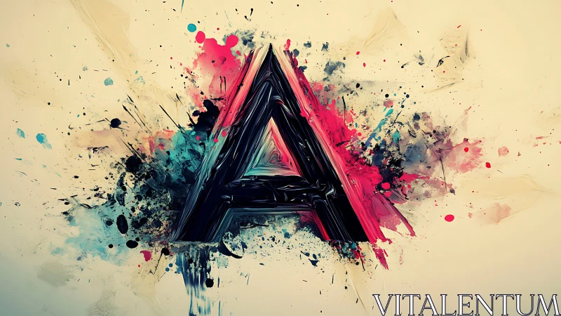 Dynamic letter A rendered in vivid abstract paint explosion.