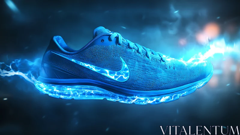 Electric blue runner ignites the track with neon thunder.