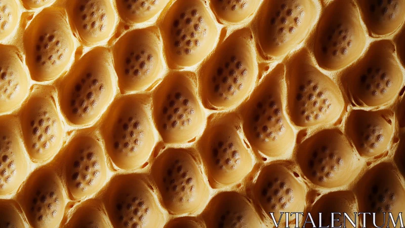 Golden honeycomb closeup with softly glowing texture.