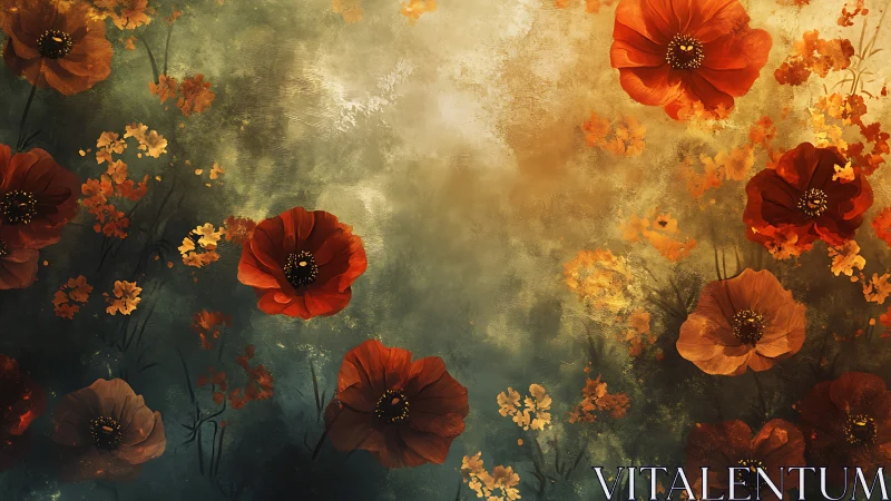 Dreamy Wildflower Garden with Vibrant Poppies.