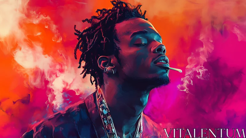 Chromatic vapor portrait with high-saturation gradient field.