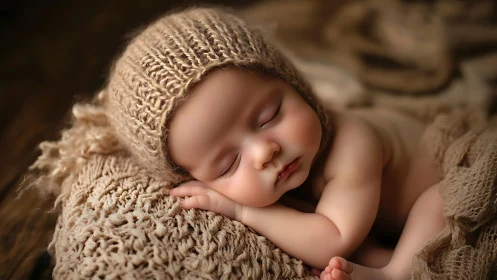 Slumber's Delicate Portrait: Newborn Dreams in Cream.