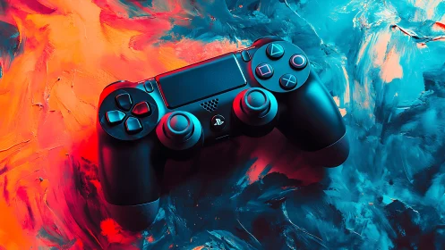 Gaming Controller on Contrasting Abstract Background