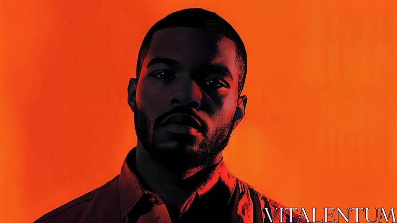 High-contrast digital portrait under asymmetric red lighting.