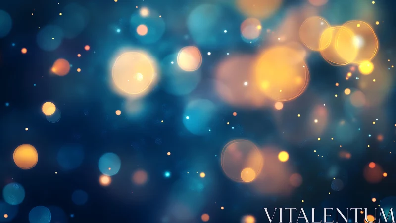 Soft Glowing Bokeh Lights on a Dark Blue Abstract Background.