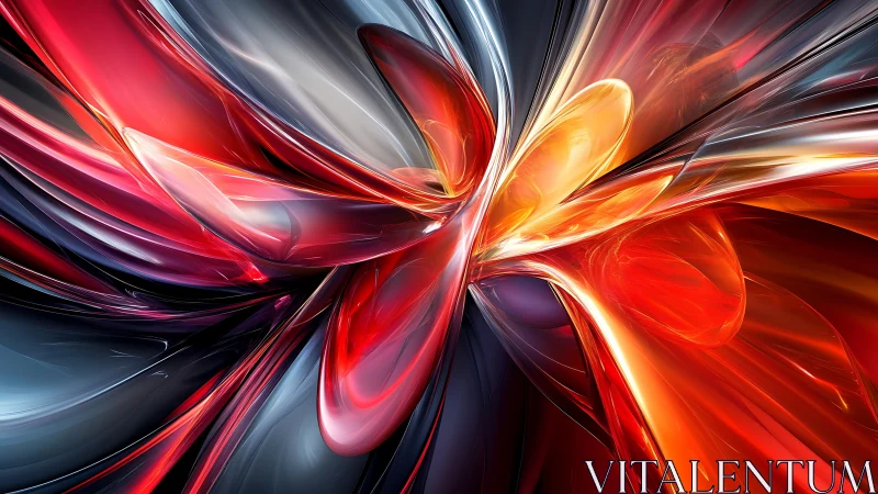 Flaming glass ribbons twist through luminous abstract space.