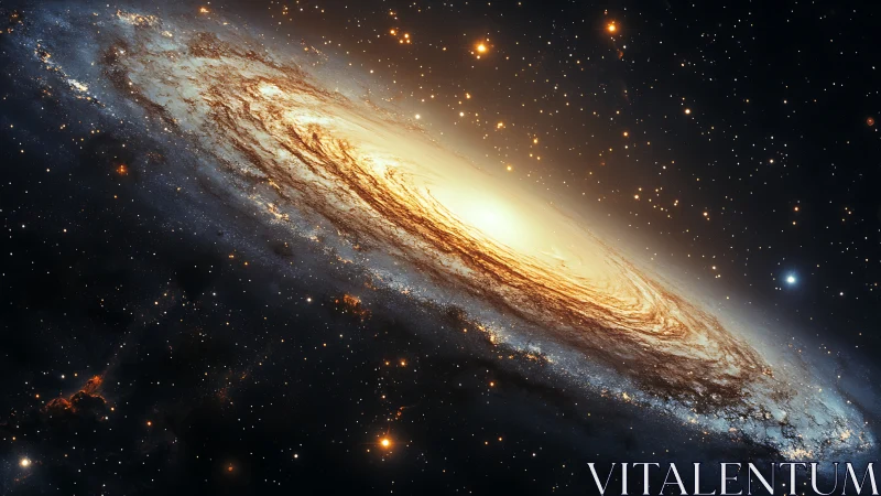 Spiral galaxy core with dense golden star field glow.