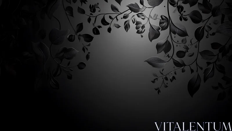 Monochrome 3D botanical relief with gradient void center.