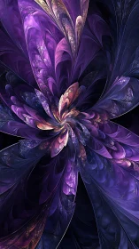 Fractal petal vortex with iridescent purple and gold lighting