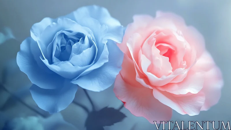 Two Silky Petaled Roses Dance in Dreamy Hues.