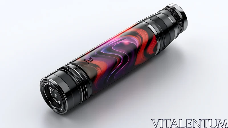 Chromatic vortex flashlight rolling through liquid neon night.