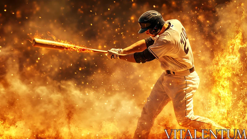 Slugger in wildfire swing, turning a fastball into sparks.