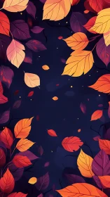 Gentle autumn leaves drifting across a midnight sky.