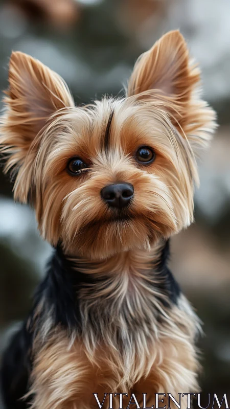 High-resolution close-up portrait of silky-coated small dog