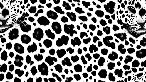 Leopard Faces Meet in Striking Black and White Pattern