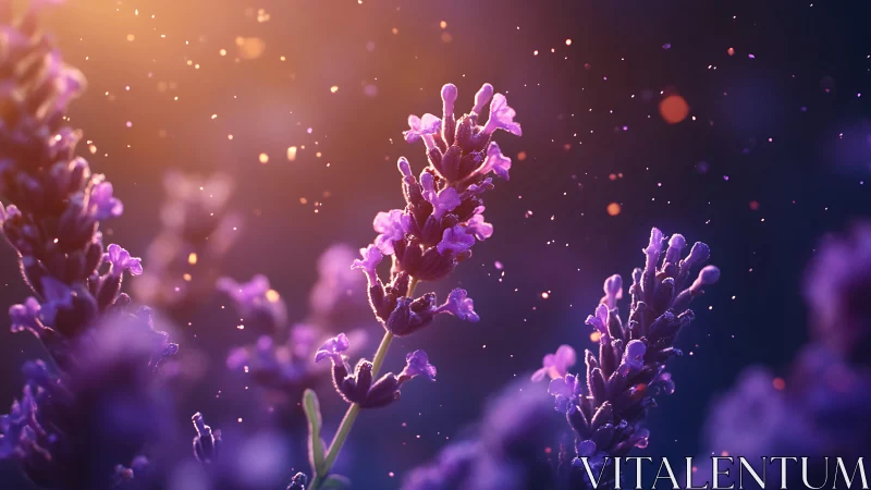 Lavender Blooms Illuminated: Ethereal Bokeh and Golden Hour Radiance.