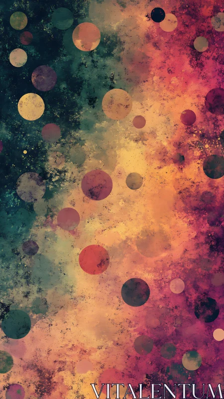 Colorful drifting circles float across a dreamy painted sky