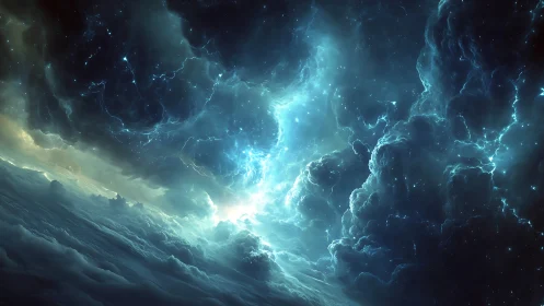 Nebular storm front rendered in luminous digital depth field