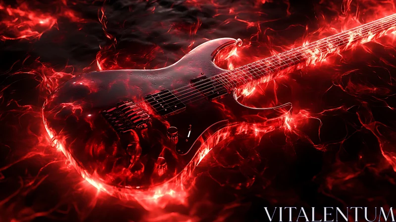 Inferno strings ignite a molten electric guitar in flame.