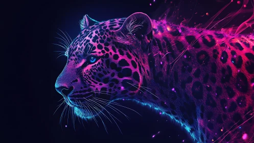 Neon Leopard Prowess: Electric Wild Reverie.