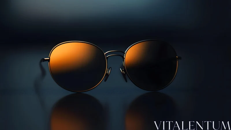 Stylish round sunglasses with orange lenses on dark background.