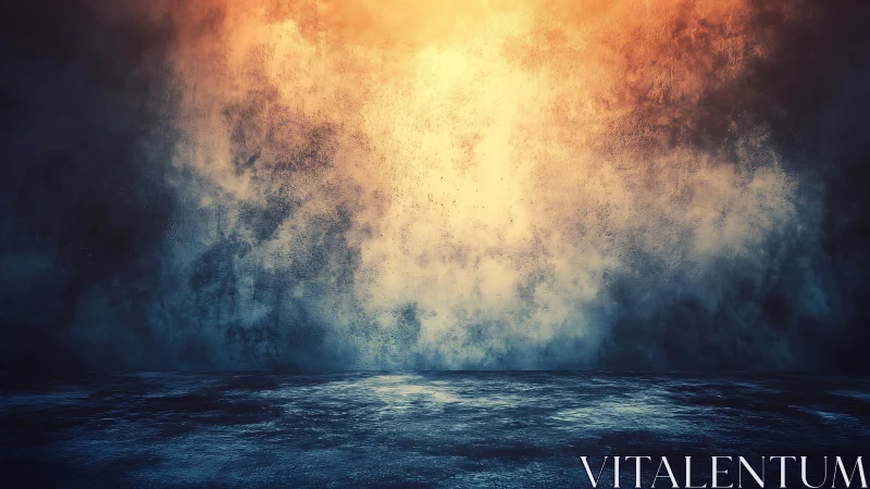 Glowing textured wall meets moody floor in a quiet dream space