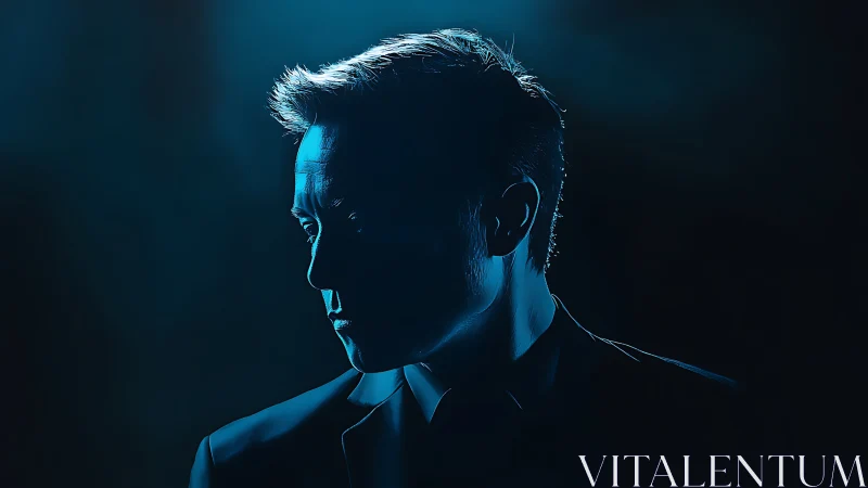 Moody blue portrait captures a quiet, reflective moment