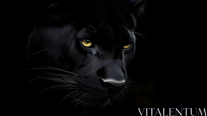 Black Leopard Portrait: Nocturnal Predator with Luminescent Amber Eyes.