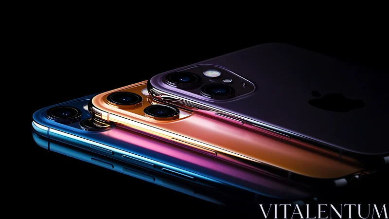 Stacked smartphones showcase saturated neon metallic finishes.