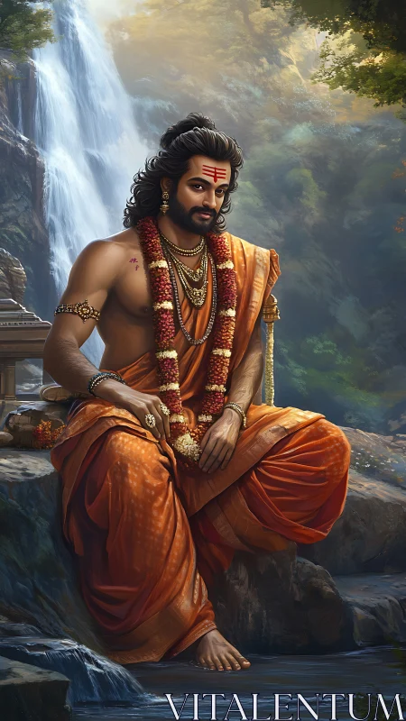 Waterfall sage in saffron repose beside whispering cliffs.